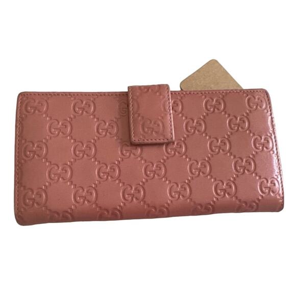 Gucci Pink Leather Logo Wallet - Picture 1 of 7